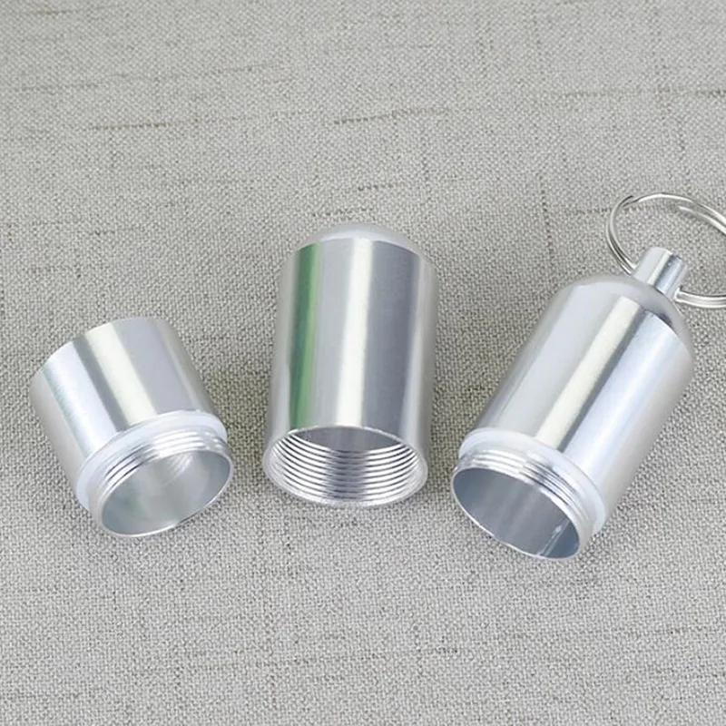 Aluminum Alloy Medicine Bottle Keychain Case Container Waterproof Pill Box Keyring Sealed Storage Organizor Holder |