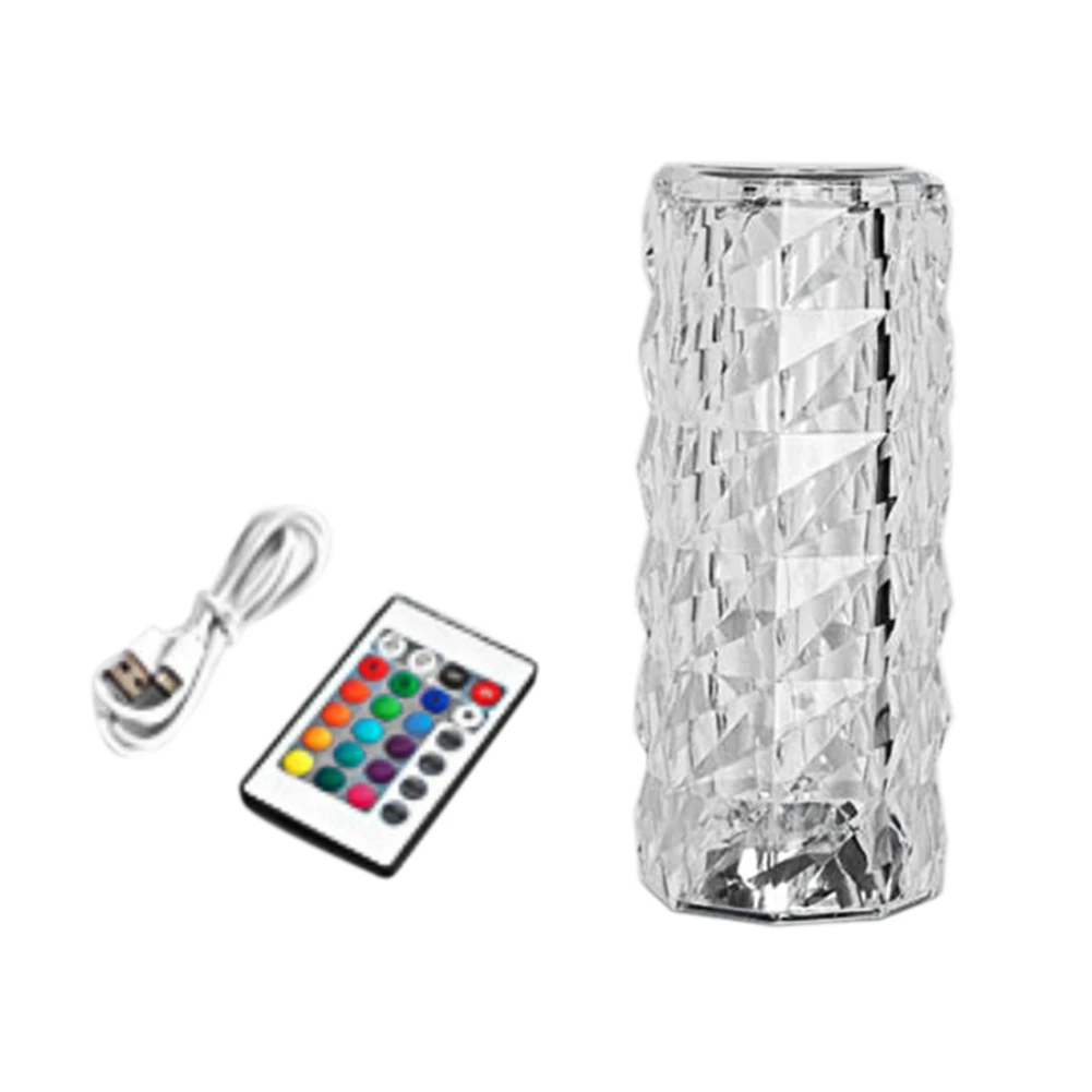 

Настольная лампа с кристаллами, 16 цветов, сенсорный удаленный прикроватный светильник в форме алмаза, искусственная прозрачная ночная ламп...