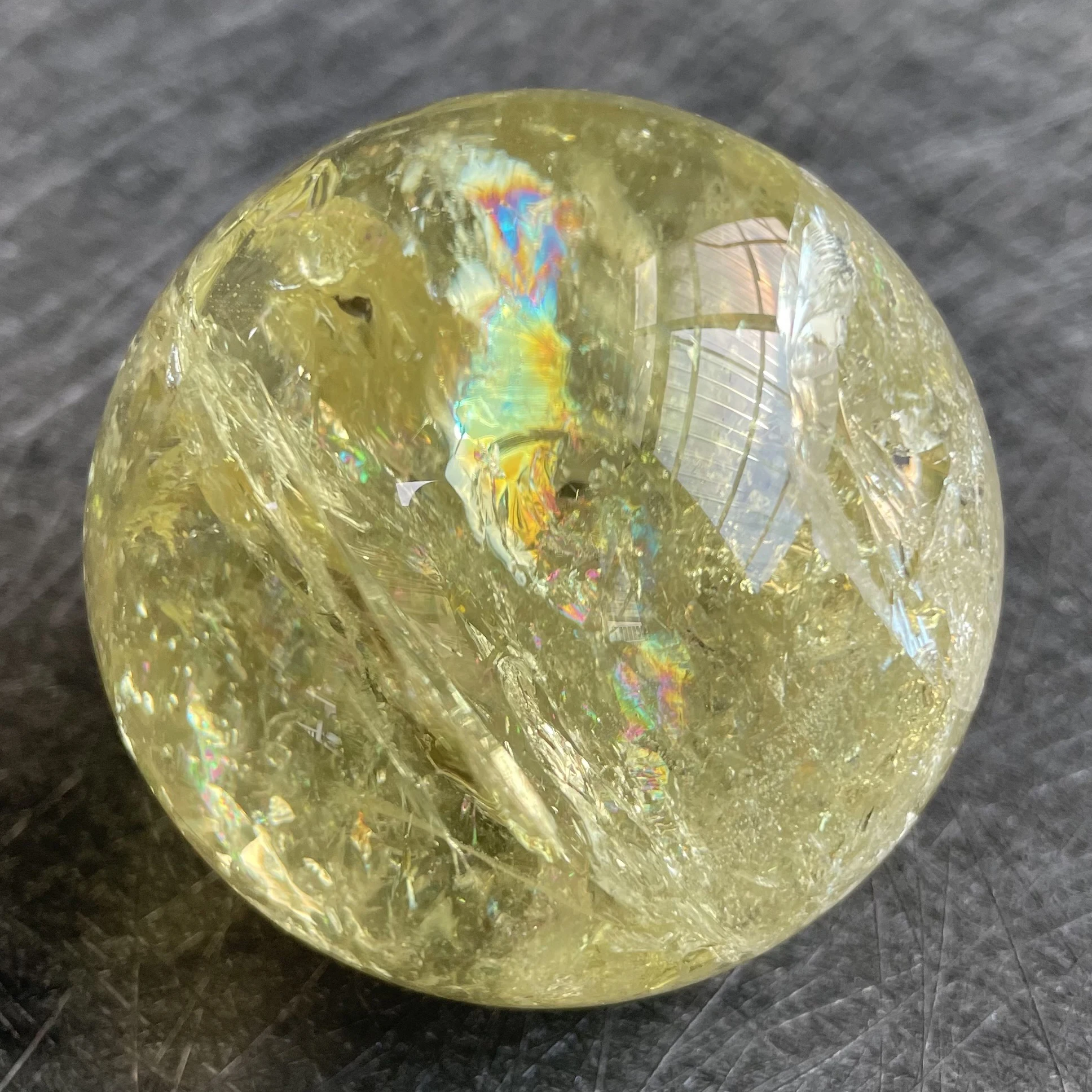 

300 г натуральный цитриновый шар Радужный хрустальный камень украшение шероховатый полированный кварцевый камень сфера исцеление