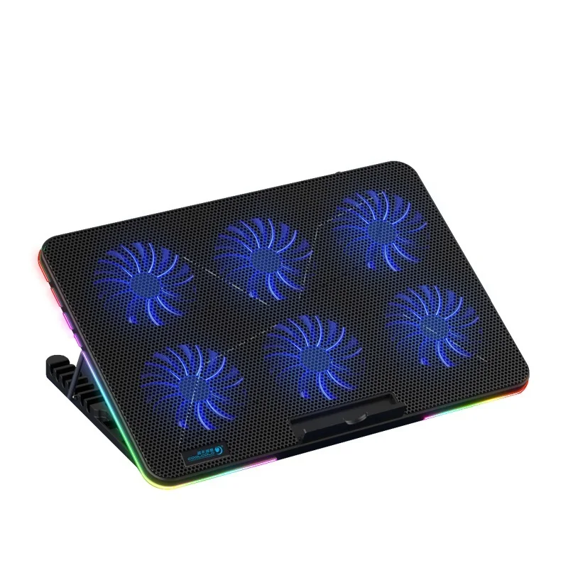 

Coolcold RGB Light Base Cooler Notebook Six LED Fan 10-15.6 Inch Gaming Laptop Cooler Cooling Pad With Phone Holder