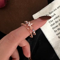 the double layer opening can adjust the exquisite zircon ring the korean version of the personality trendy fashion women ring