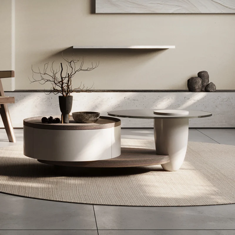 

Unique Design Coffee Table Round Living Room Console Wood Minimalist Coffee Table Aesthetic Mesa De Centro Home Furniture