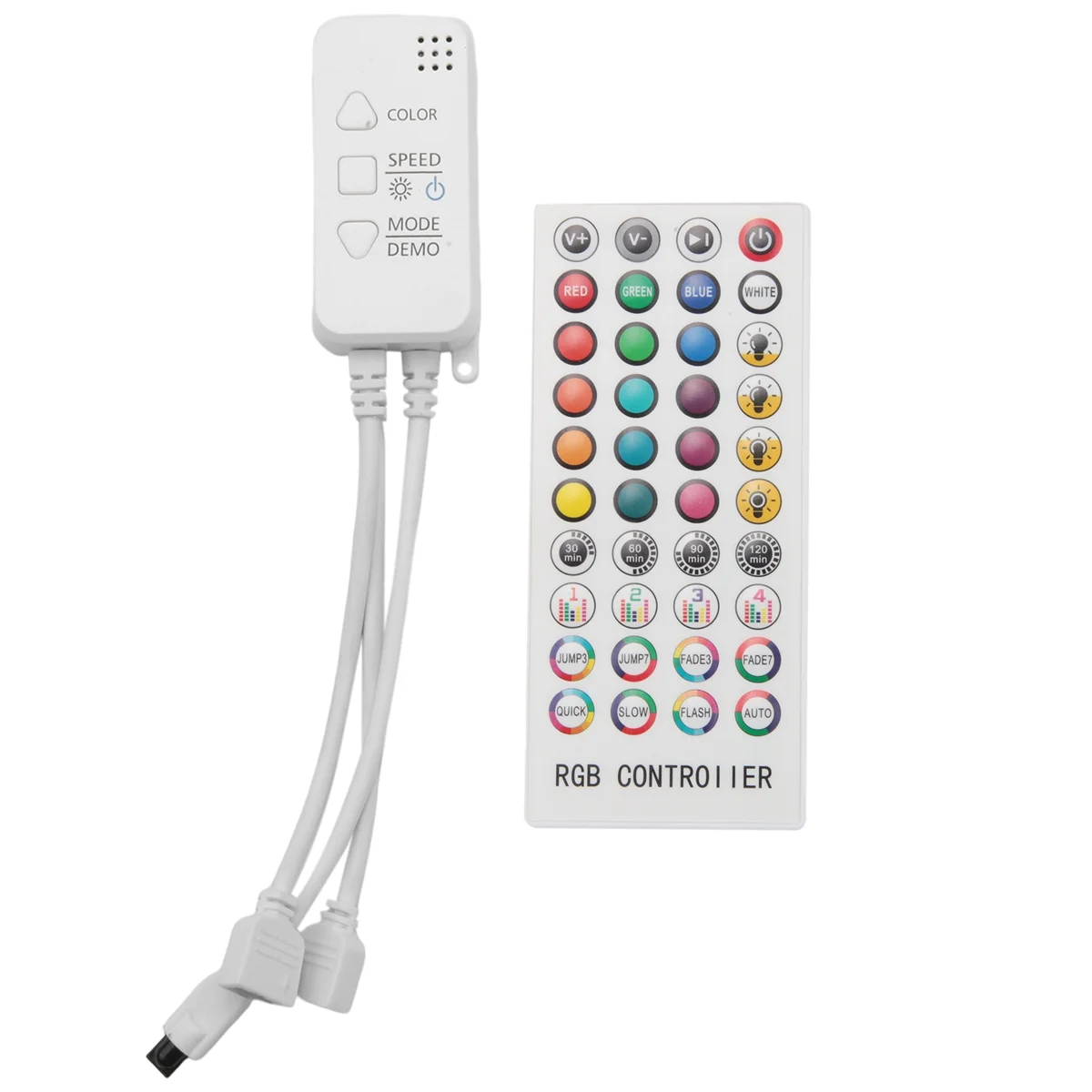 

Music Bluetooth Controller RGB Controller DC12V 40Key IR Remote Controller for 2835 5050 RGB Lights(Double)