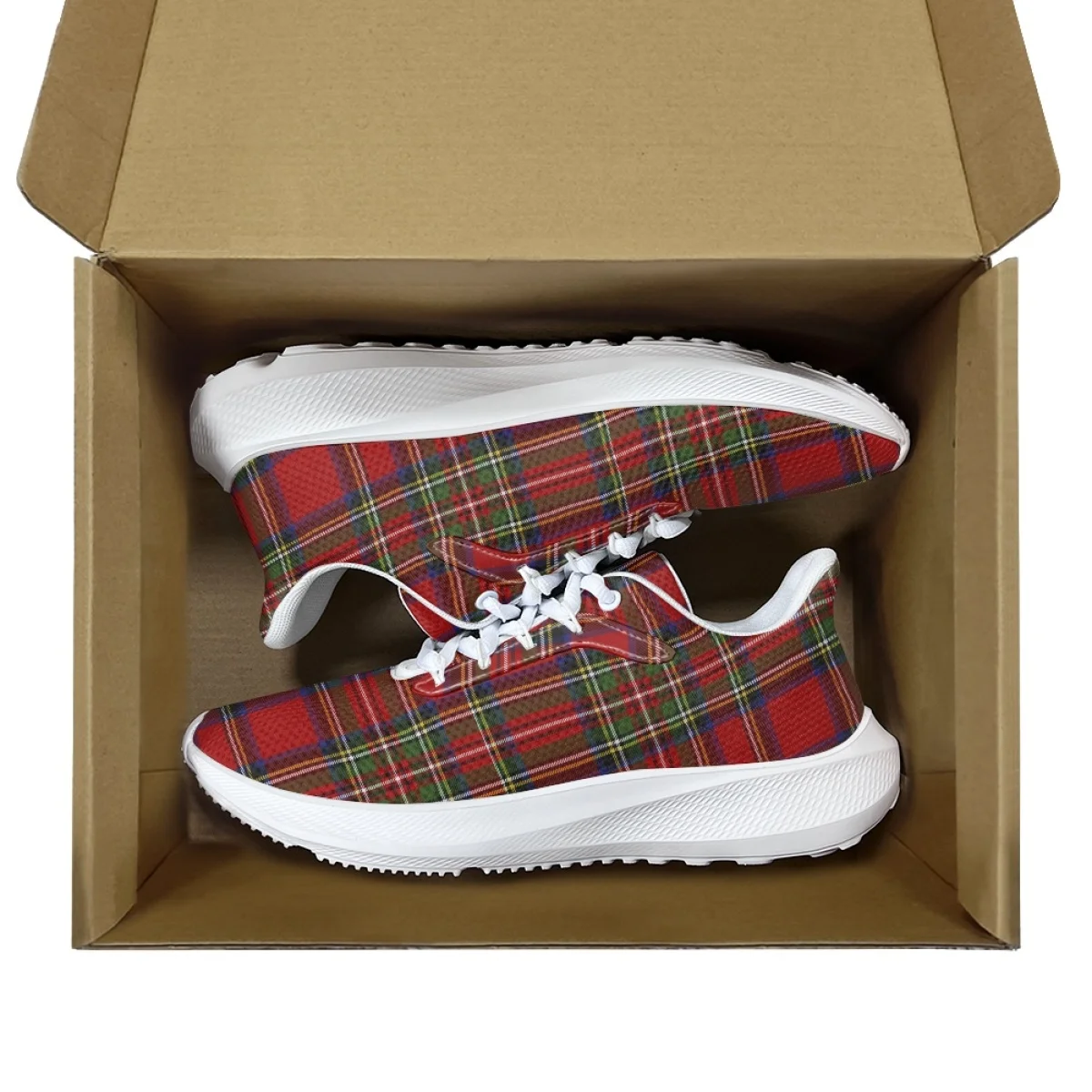 New Trend Women Flats Red Plaid Stripe Pattern Ladies Casual Shoes Breathable Mesh Female Sneakers Unisex Custom Zapatos Mujer