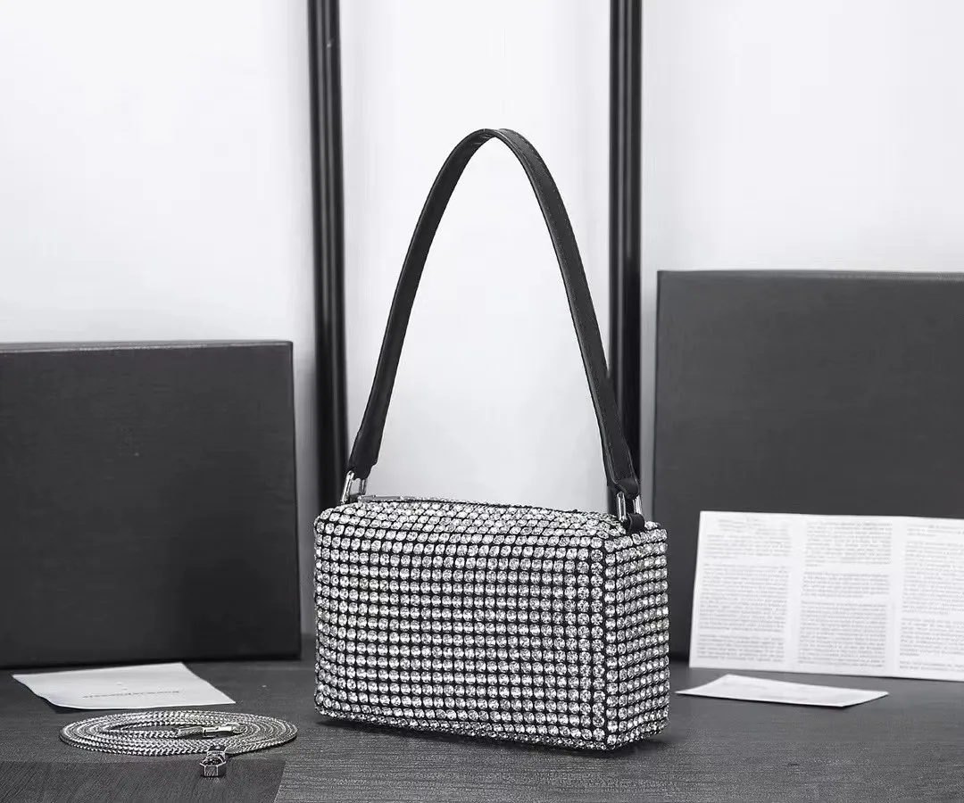 

Designer bag 2022 spring and summer hot new products ladies diamond bag high-end white rhinestone chain bag