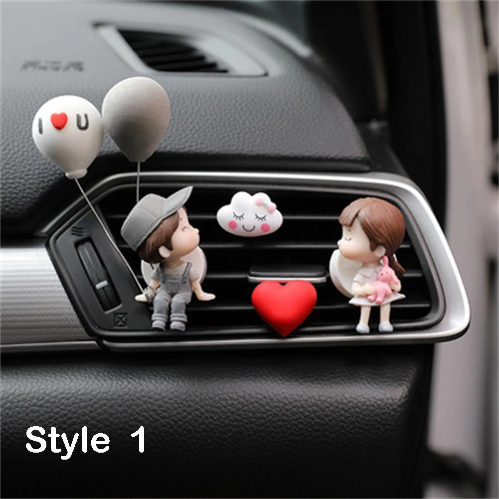 

2022 Car Accessories Cute Cartoon Couples Action Figure Figurines Balloon Ornament Auto Interior Dashboard For Girls Gifts Drop
