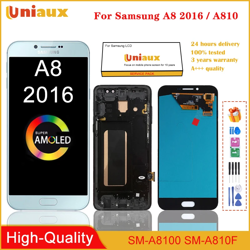 ЖК-дисплей AMOLED для Samsung Galaxy A8 2016 A810F A810S сенсорный экран сменный дигитайзер в сборе