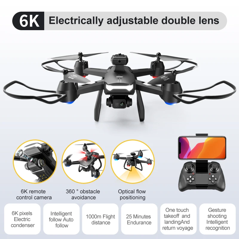 V29 RC Drone With Wide-angle HD 6K Double Camera 360° Obstacle Avoidance Helicopter Professional WIFI FPV Drones