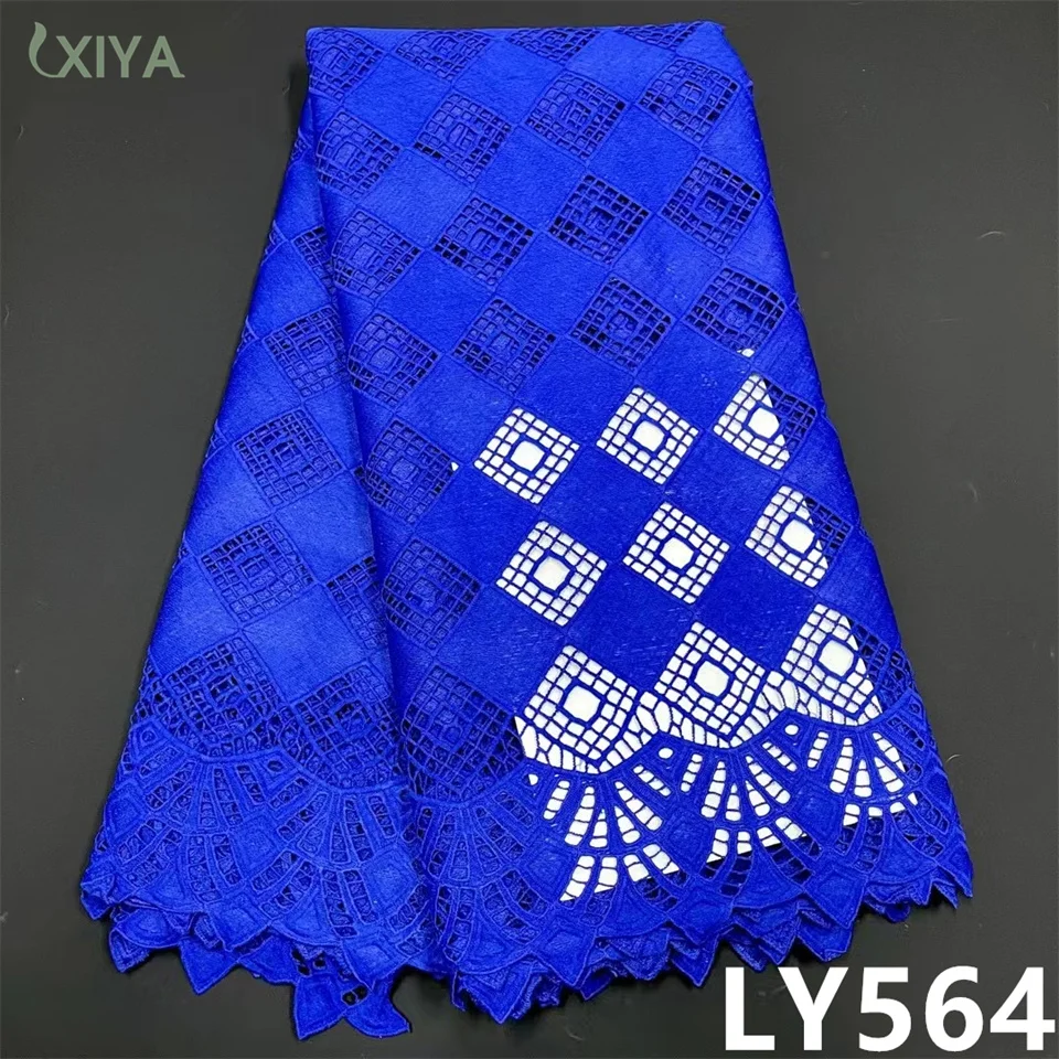 

XIYA LACE Royal Blue Tissue Cord Lace African Lace Fabric Latest Milk Silk Lace Nigerian Mesh Laces Fabrics for Sewing LY564