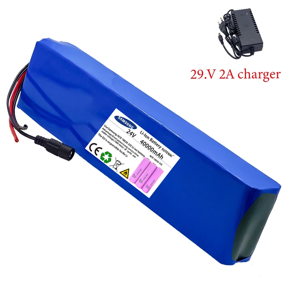 

New 7S4P 24v 10Ah Liion Battery Pack 29.4v 10Ah Electric Bicycle Motor Ebike Scooter 18650 Lithium Batteries With BMS+ Charger