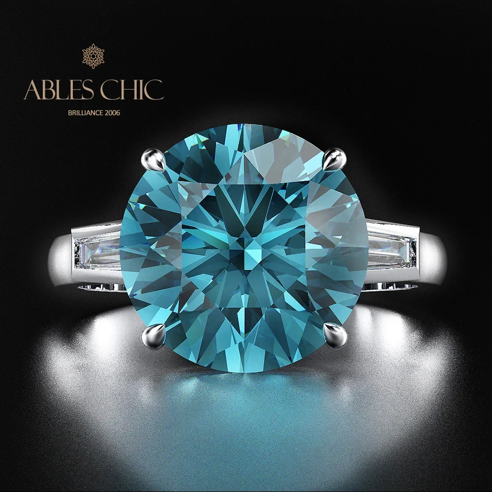 Обручальное кольцо с камнями серебряное голубым апатиттом S2R1S2R0350