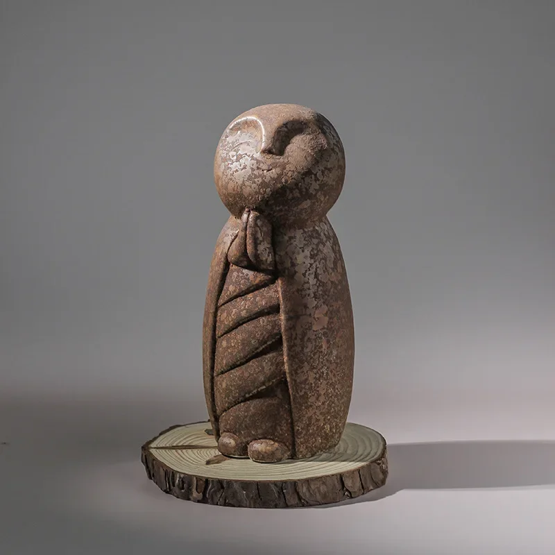 

Japanese Style Acolyte Figurine Antique Monk Nun Ceramic Statue Archaized Human Ornament Hotel Guesthouse Creative Decoration