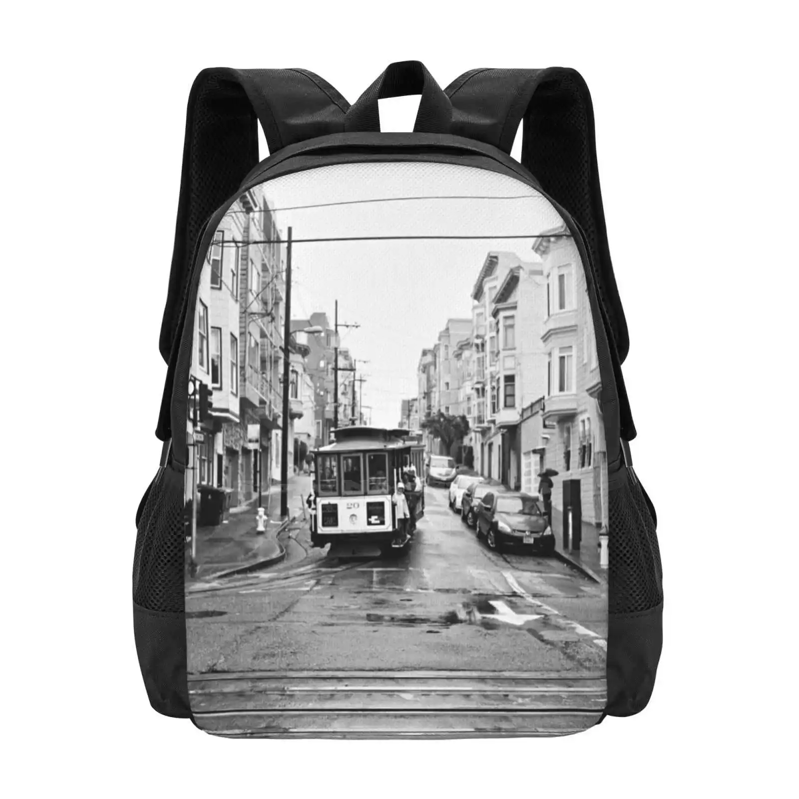 20 Hyde & Beach Large Capacity School Backpack Laptop Bags Cable Car Trolley Jackson Street Hyde Street Nob Hill San Francisco
