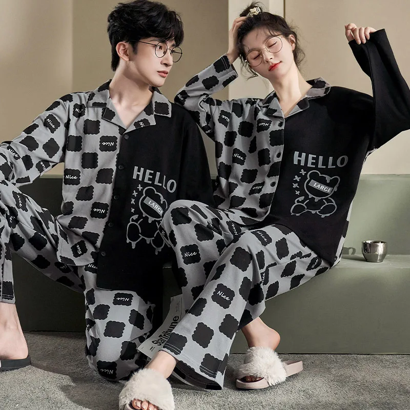 Lovers pajamas long-sleeved clothes that occupy the home and women in  spring and autumn yards men leisurewear qiu dong outfit
