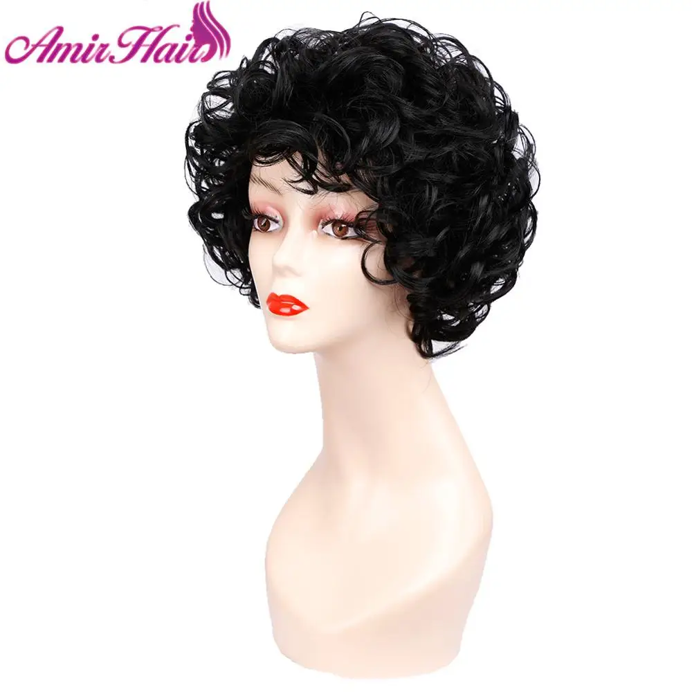 

Amir Synthetic Short Curly Wigs for Women Afro Deep Wave Wig Ombre Black Brown Blonde Party Cosplay Wig