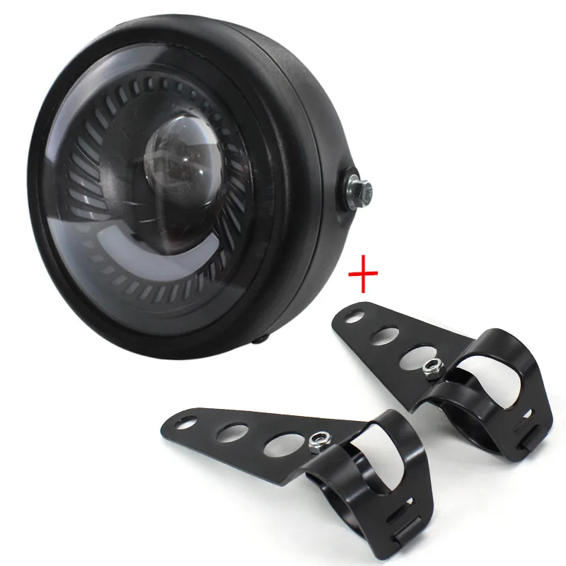 

Motorcycle Parts Hi/Lo Beam Headlight With 41-51MM Universal LED Headlamp Mount Bracket Fork Ear For Harley Honda Kawasaki