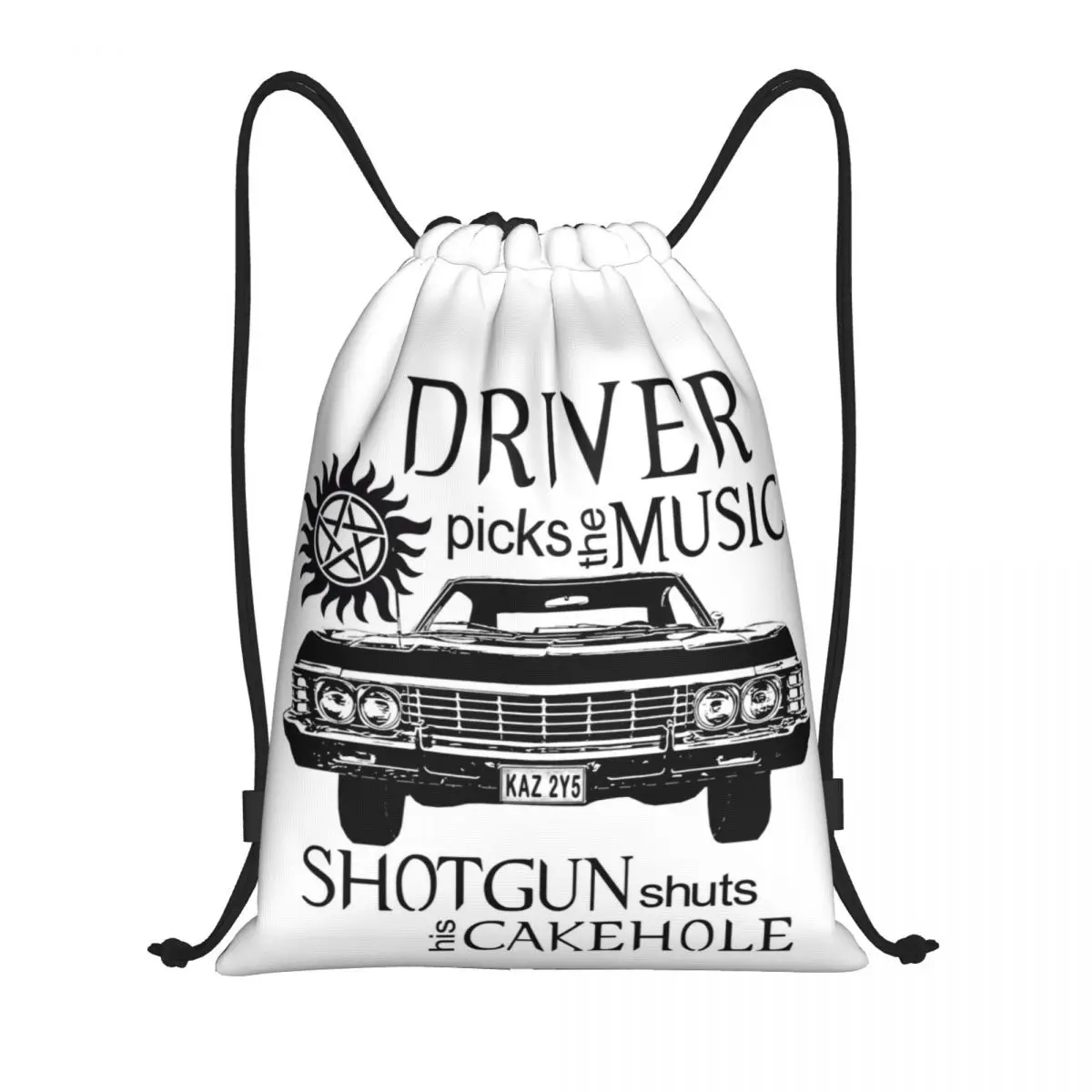 

Driver Picks The Music Drawstring Bag Men Women Foldable Gym Sports Sackpack Supernatural TV Show Training Storage Backpacks