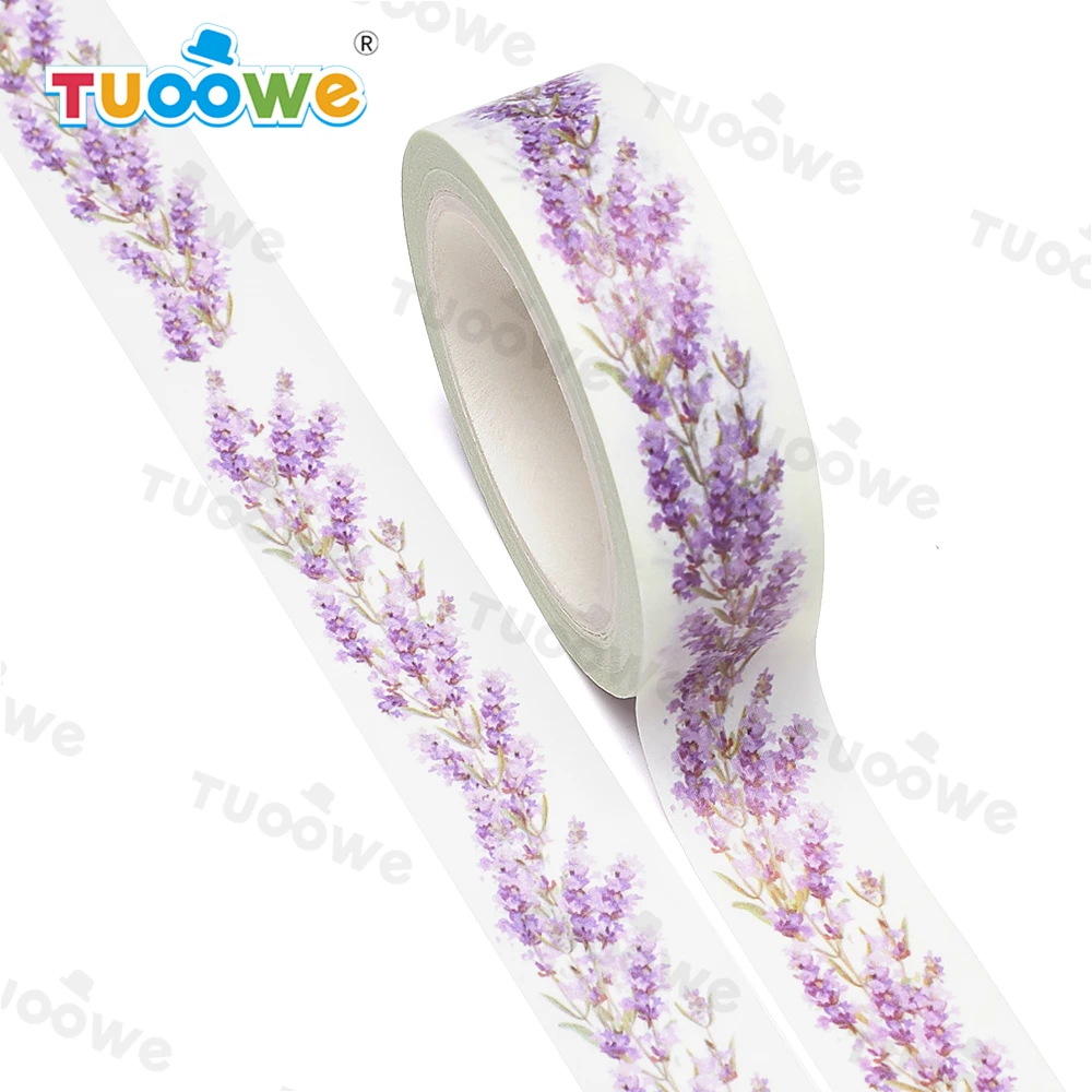 

2022 NEW 1PC 15mm x 10m Lavender Wreath Watercolor Scrapbook Paper Masking Adhesive Washi Tape washi tape set designer mask