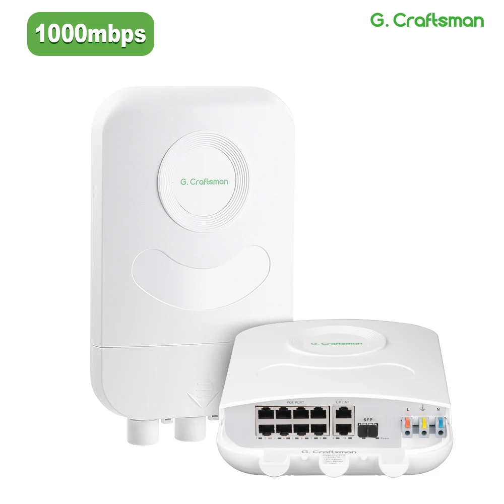 Фото C GC-Q08CB 8-портовый уличный PoE-коммутатор, водонепроницаемый, 2GE + SFP Uplink, IEEE 802.3af/at, 1000 Мбит/с, 30 Вт/порт, расстояние 100 м, G.Craftsman №1