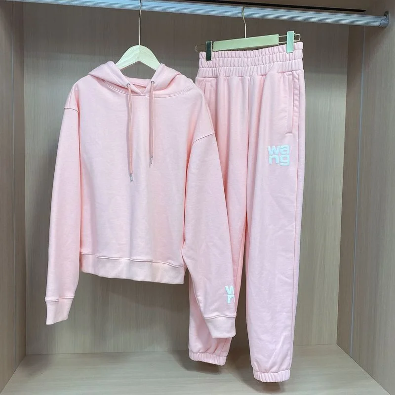 

Classic Trendy Brand luxury design Autumn Winter Hooded Sports Pullover Loose Casual Women Sweatshirt Sweater Pants Set A2