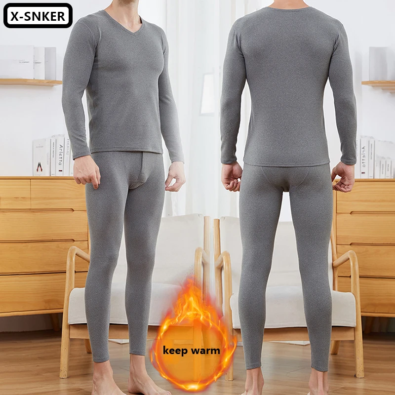Winter Men's Thick Thermal Underwear Sets Long Johns Mens Warm V Neck Thermo Underwear Double Layer Thick Thermal Clothes Brand