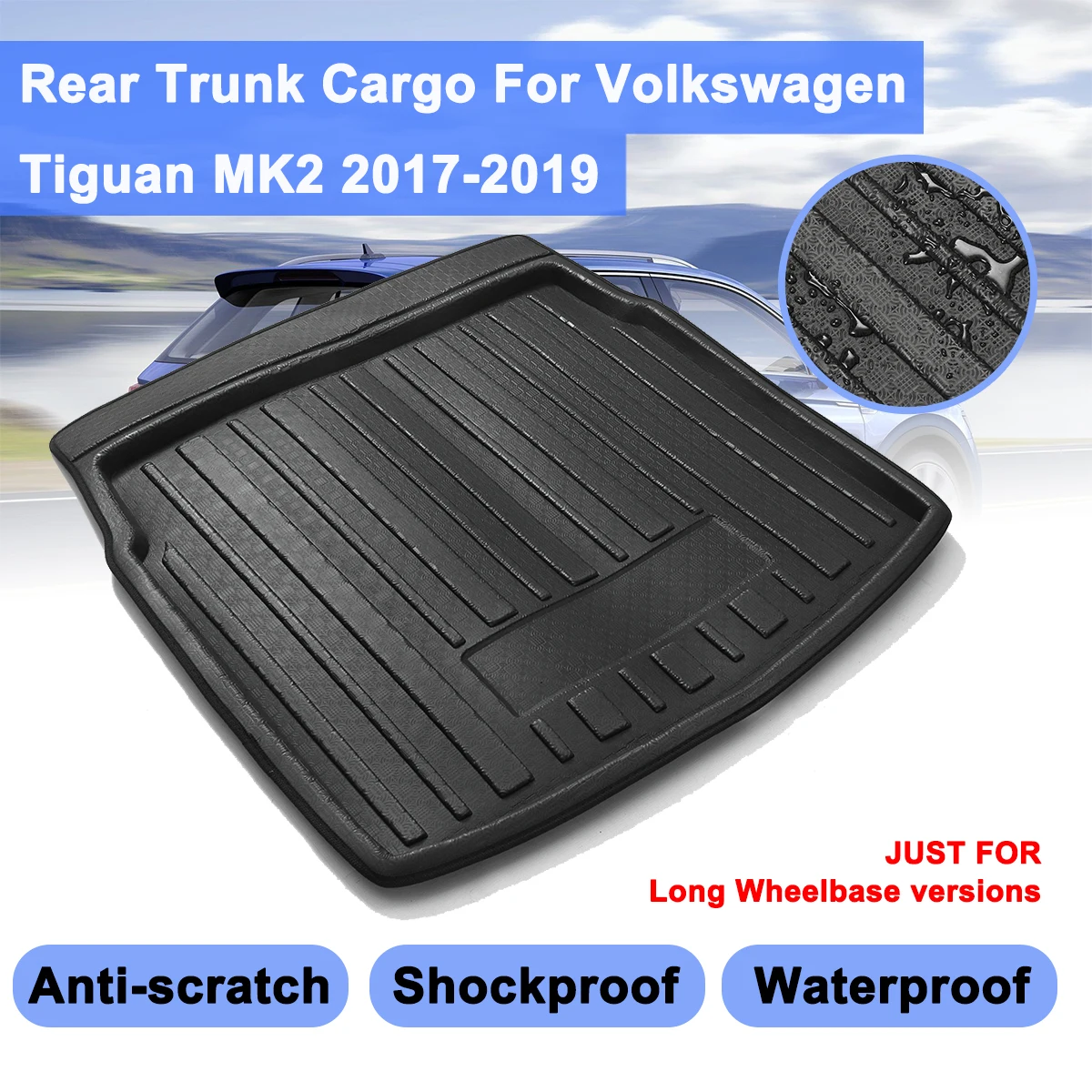 

Car Cargo Liner Boot Tray Rear Trunk Cover Matt Mat Floor Carpet Kick Pad For Volkswagen For VW Tiguan MK2 2017 2018 2019