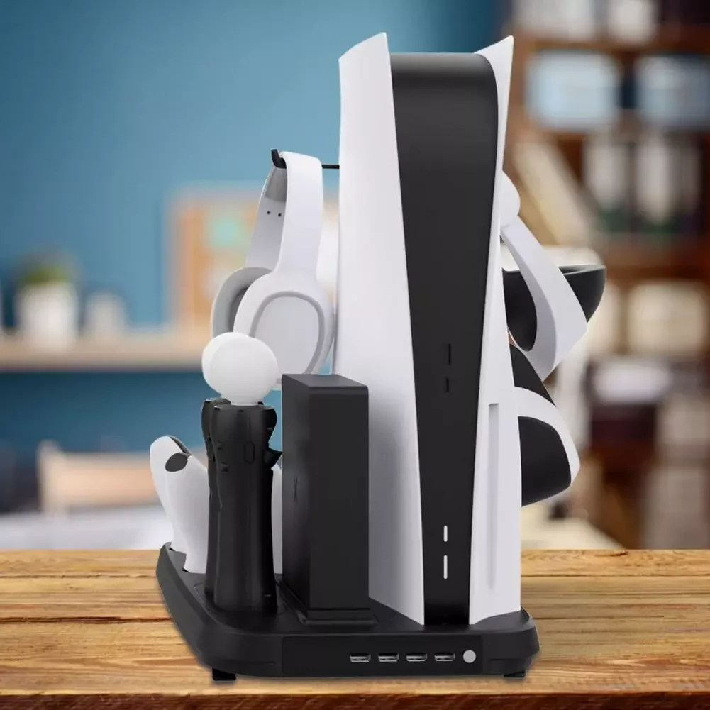 

NEW2023 Charging Dock For PS5/PS VR/ Move Motion Controller Charging Base Vertical Stand Gamepad Charger Station With Cooler Fan