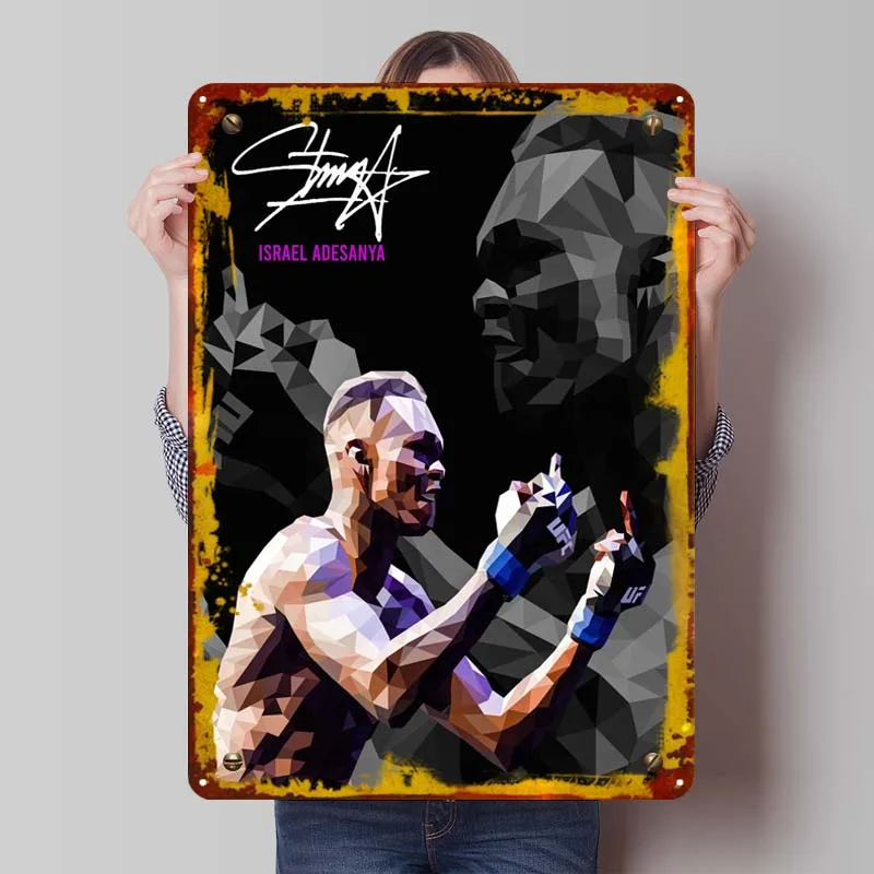 Израиль Адesanya спортивный металлический постер украшения для дома металлические