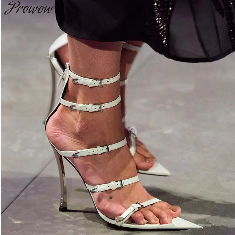 

Пикантные женские босоножки на молнии сзади с пряжкой на лодыжке, модные женские туфли-лодочки с острым носком на тонком каблуке, женская обувь из искусственного шелка на высоком каблуке