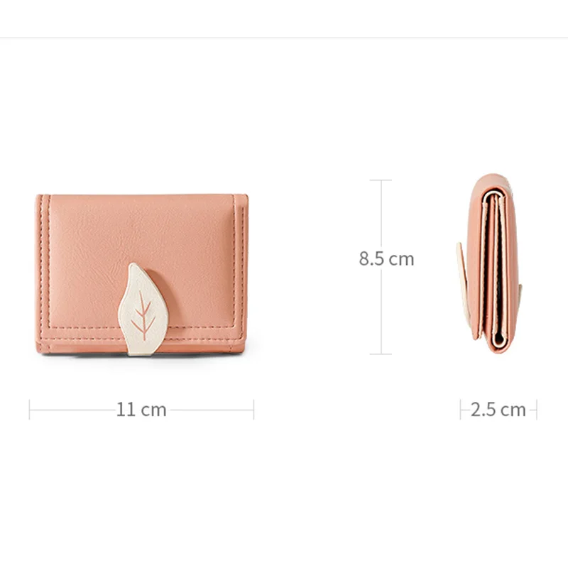 New Leaf-shaped Buckle Design Small Wallet Women PU Leather Coin Pures Ladies Brand Short Card Holder Mini Clutch Purses Female |