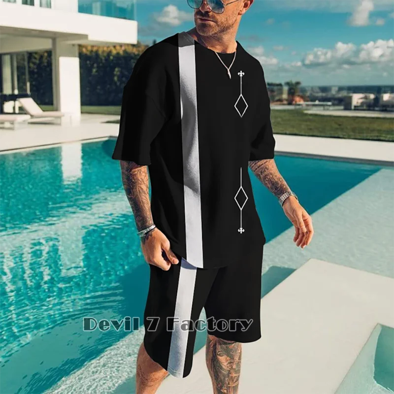 3D Printed T Shirt Shorts Men's Tracksuit Sets Casual Oversized Male Clothes Sports Suits Fashion Luxury Tops Summer Streetwear