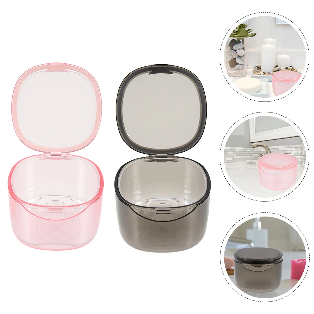 

2pcs Creative False Tooth Boxes Orthodontic Denture Holders Plastic Denture Boxes