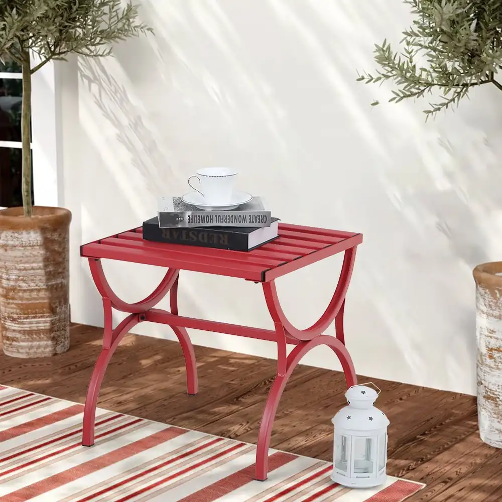 

MF Studio Metal Patio Side Table, Red