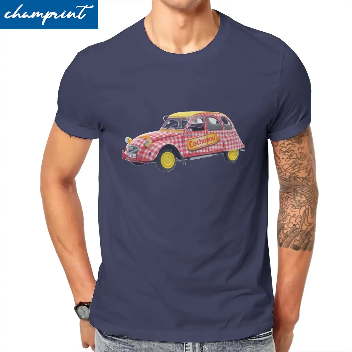 

Логотип Cochonou, футболка для мужчин 4 л, хлопковая забавная футболка с круглым вырезом, футболки с машинками, одежда с коротким рукавом, идея подарка