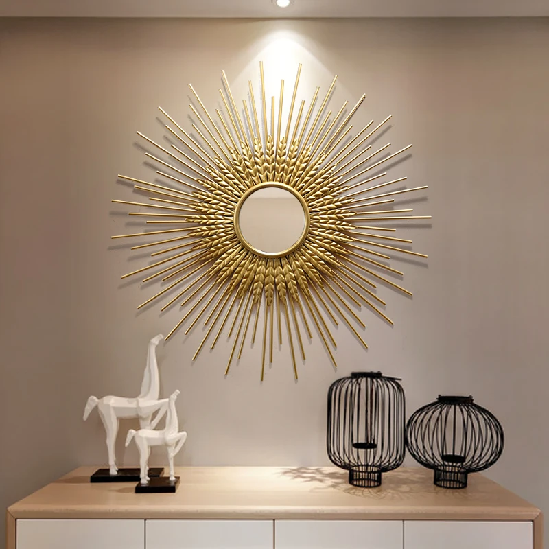 

Современный минималистичный креативный светильник для ресторана, роскошный декоративный зеркальный Золотой Железный фон, Настенный декор, зеркало для крыльца, домашний декор