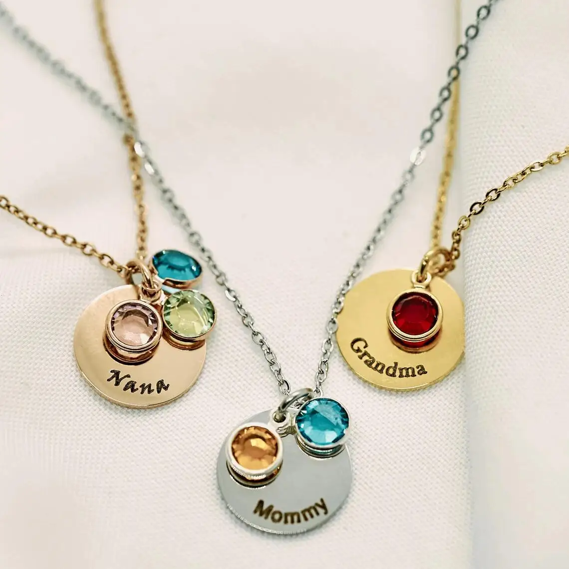 Personalized Name Necklace Mothers Day Jewelry Engrave Text Date Birthstone Customized Pendant Gift for Grandma Mimi Gift