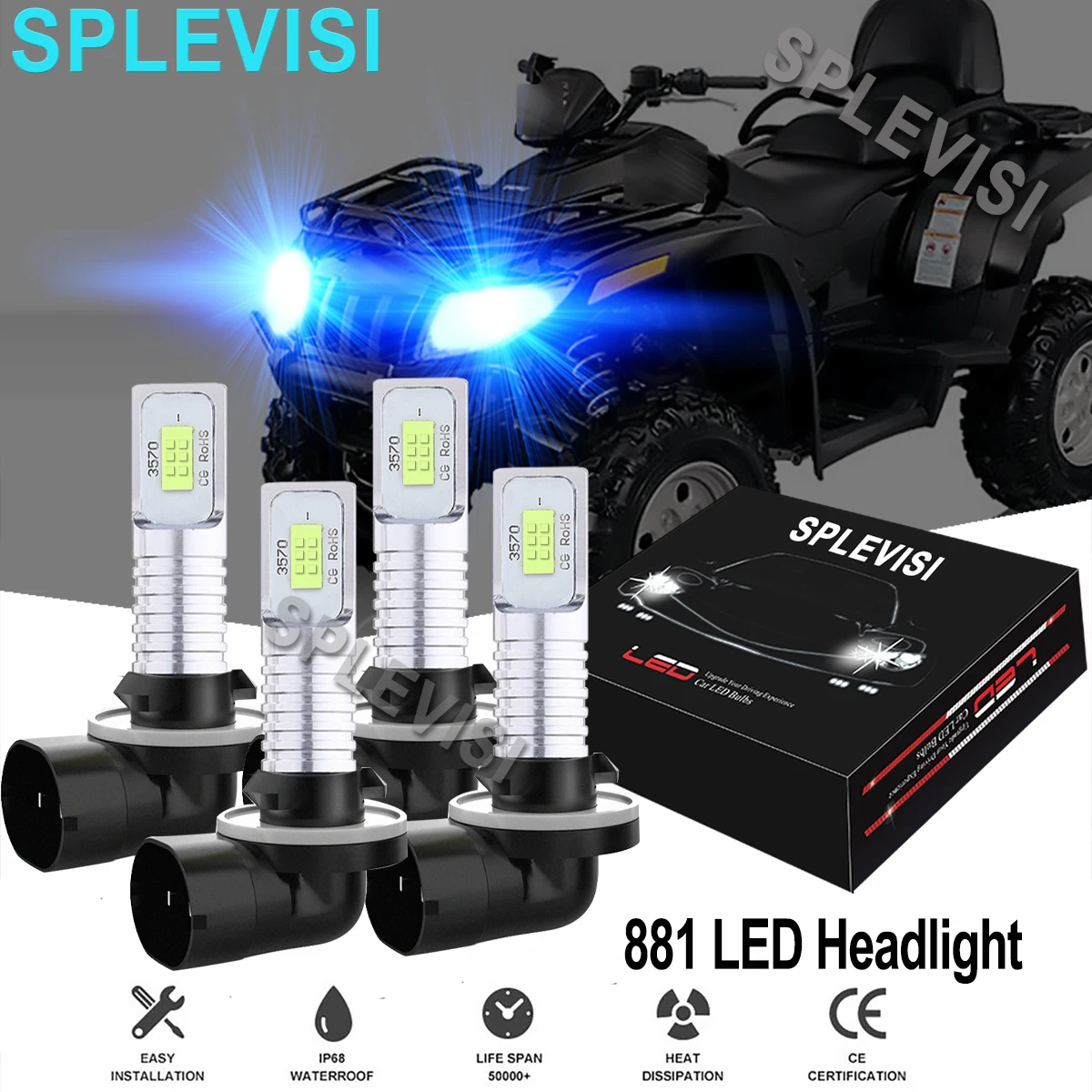 

4PCS Ice Blue LED Headlight Bulbs For POLARIS SPORTSMAN110 300 400 450 500 550 570 600 700 800 850 1000& ACE XP X2 SP 2005-18