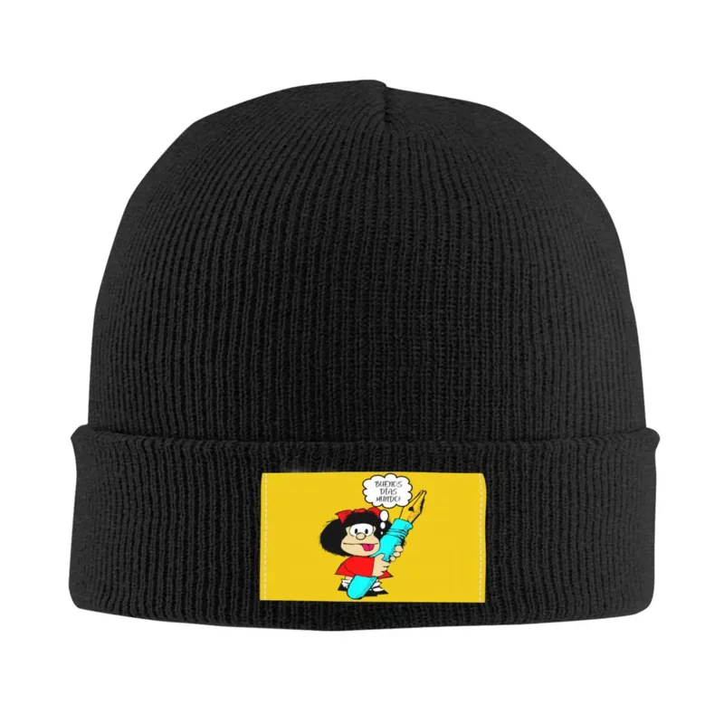 

Cool Mafalda Skullies Beanies Caps Fashion Winter Warm Men Women Knitted Hats Adult Unisex Cartoon Comics Bonnet Hats