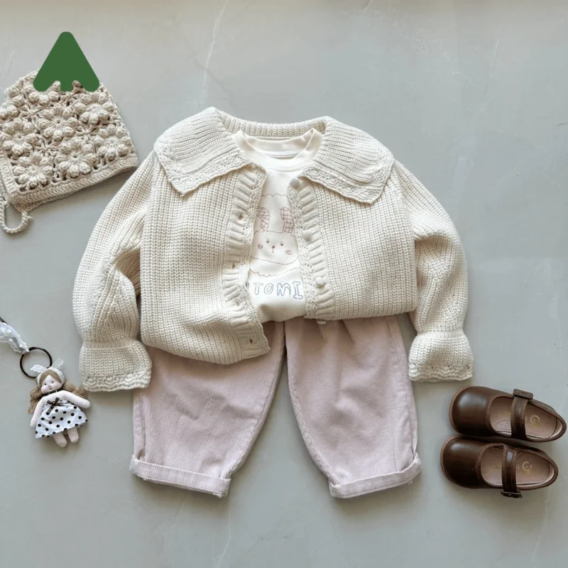 Осенняя одежда детская из Южной Кореи новый вязаный кардиган в западном стиле