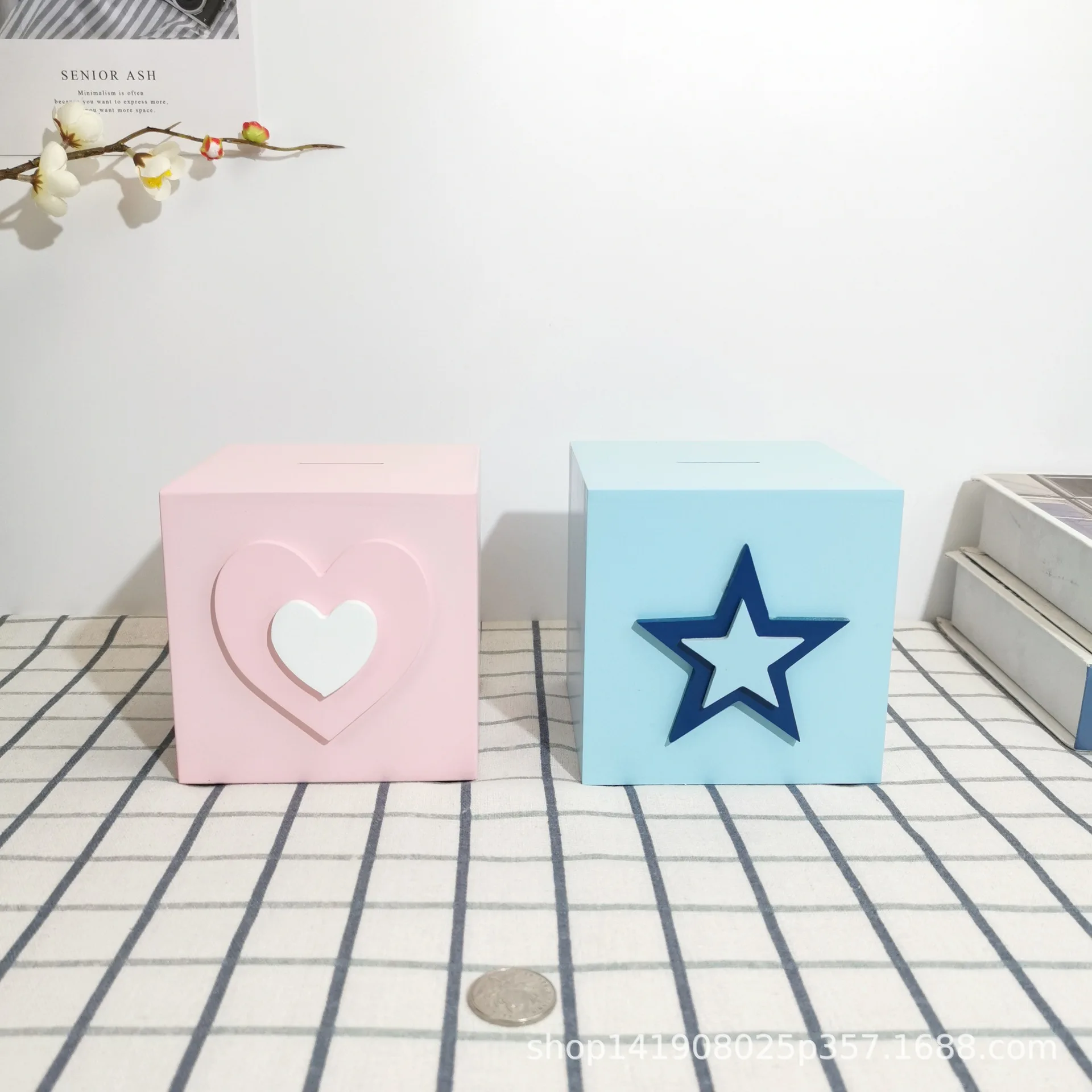 

Синяя Копилка со звездами, домашний декор для гостиной, детской комнаты, кабинета, Настольный ящик для хранения, Детская копилка, украшение, ...