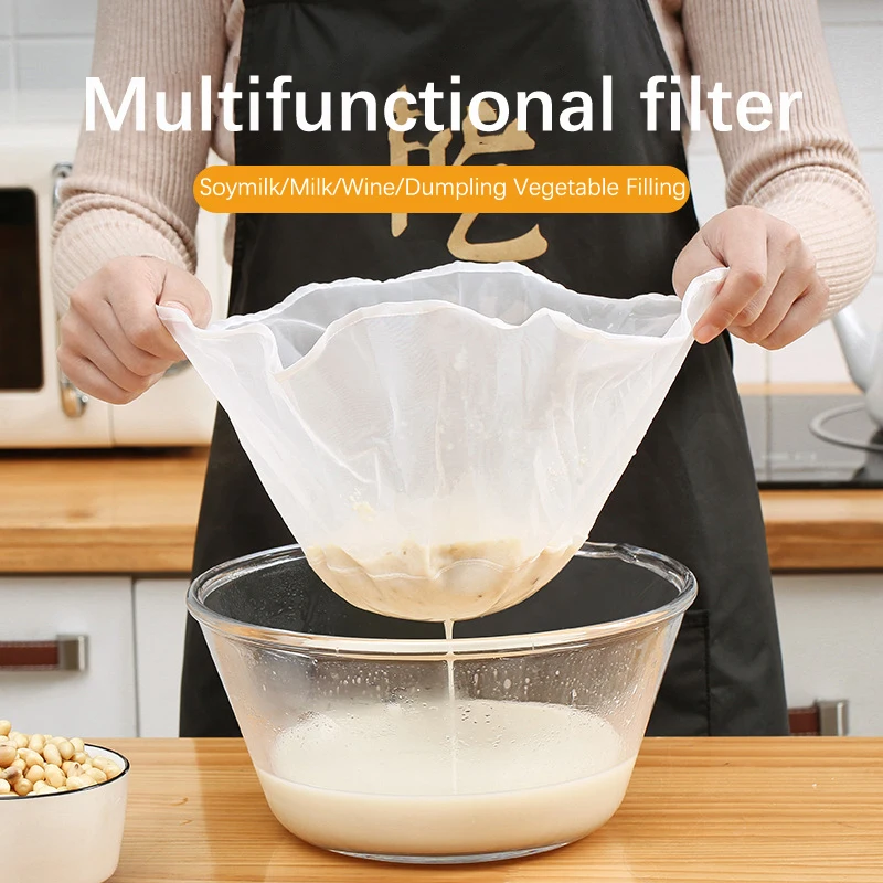 

1Pc Soy Milk Filter Net Bag Nylon Liquid Filter Net Bag Milk Coffee Filter Net Bag Reusable Squeeze Mesh Kitchen Tool