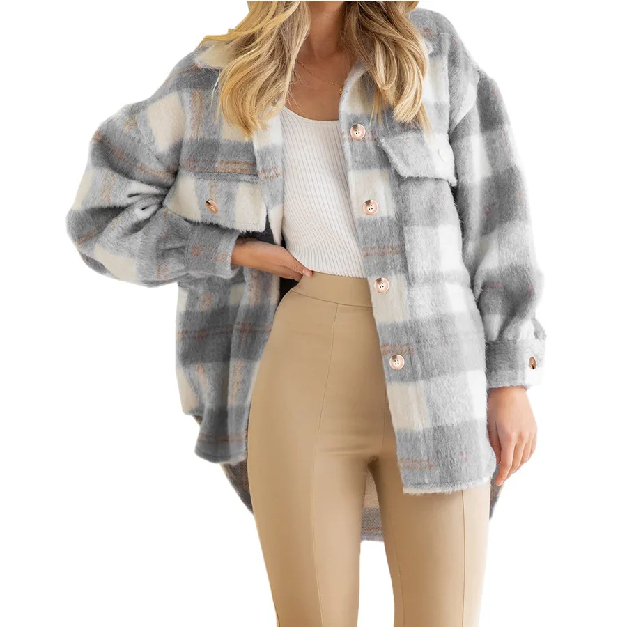 

Autumn and Winter 2022 New Women's Subgrid Mohair Coat Woolen Thick Coat