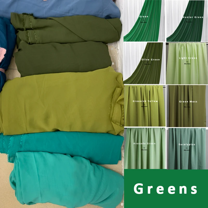 Зеленая шифоновая ткань драпировка из полиэстера Жоржетта высокой плотности для