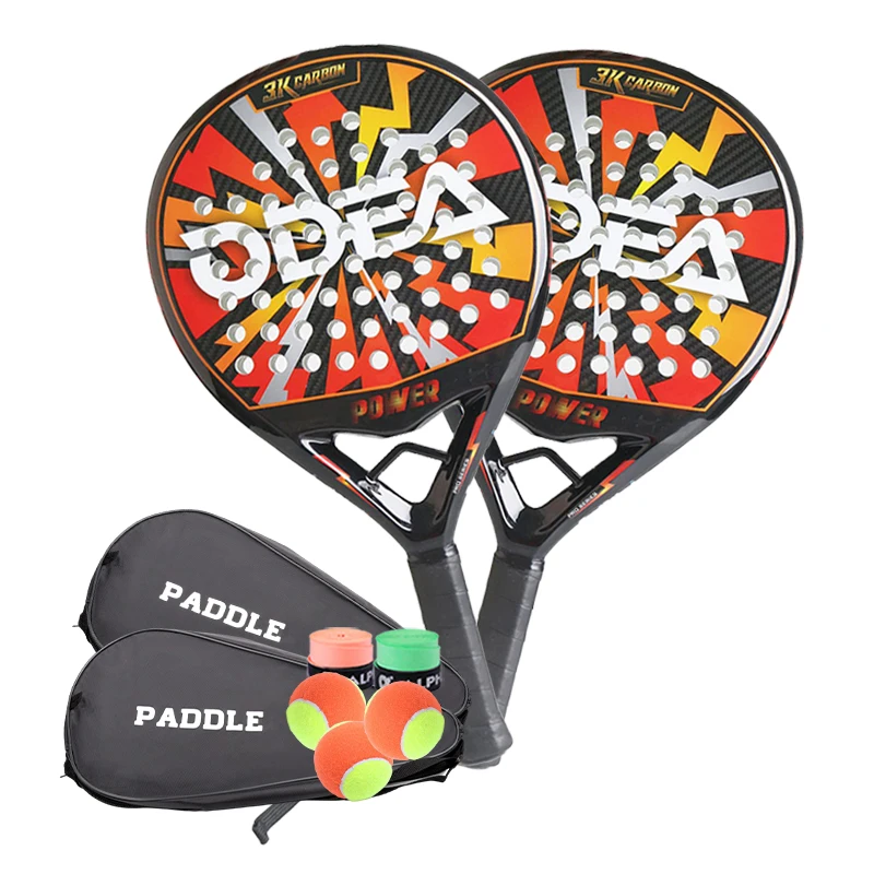 2022 ODEA Plate Racket Pala Padel 3K Carbon Shot Fiber Tennis Racket Outdoor Sports Unisex Equipment With 2 Overgrip Ball + Bag