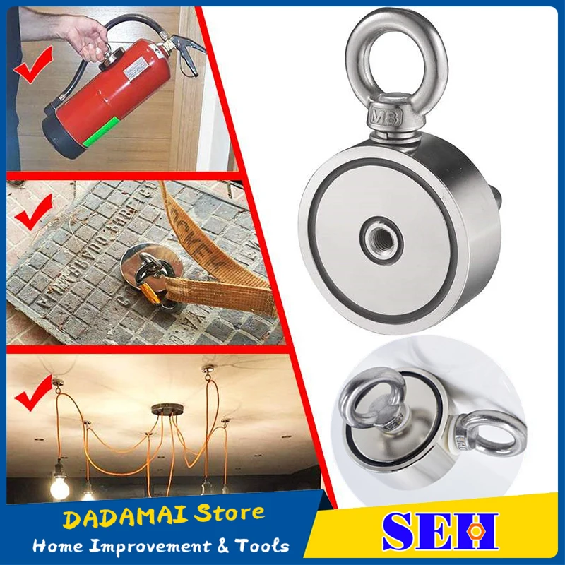 

Double Side Search Magnet Super Strong Neodymium Magnet Fishing Salvage Magnet Sea Fishing Holder Pulling Mounting Pot with Ring