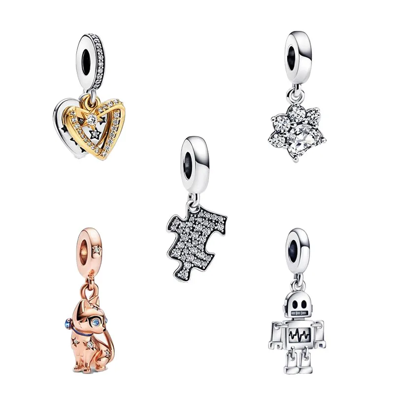 

Бусины «робот» женские из серебра 925 пробы с подвесками