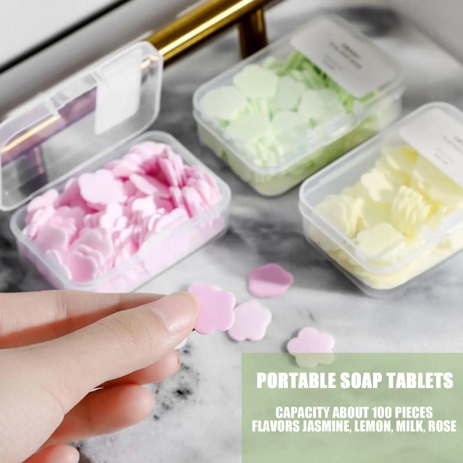 

Boxed Travel Hand-washing Hand-carrying Petal Paper Tablet Soap Soap Petal Soap Disposable Portable M0p9