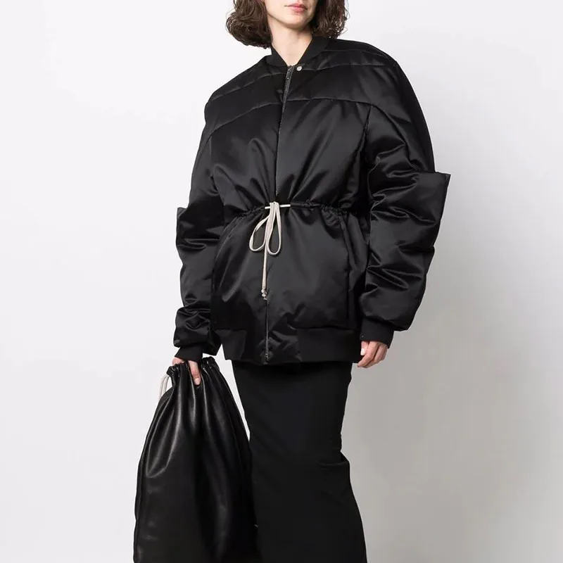 

Женский пуховик на шнуровке, на молнии, с капюшоном