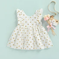 baby girls princess dress round neck sleeveless dot printed mesh stitching dresses for 1 6 years old kids summer clothes