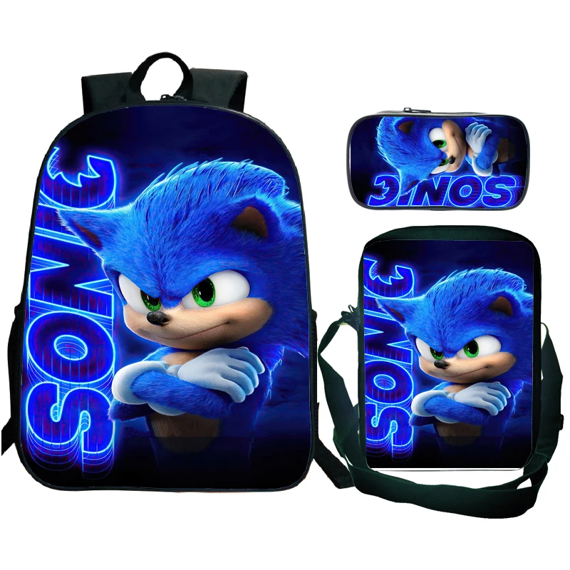 

Super Sonic Backpack 3pcs Teens Boys Girls Rucksacks Shoolbag for Travel High-capacity Student Laptop Backpacks Gift